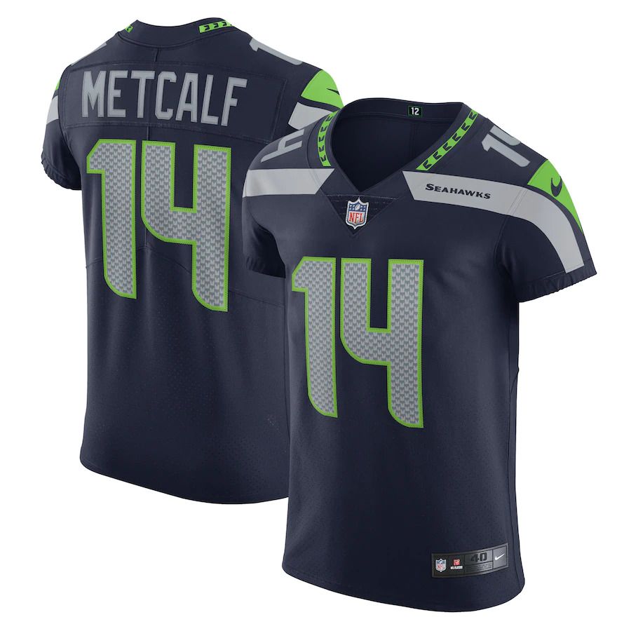 Men Seattle Seahawks #14 DK Metcalf Nike College Navy Vapor Elite Player NFL Jersey